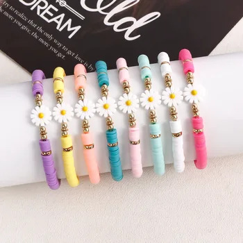 Wholesale Handmade Polymer Clay Daisy Flower Bracelets