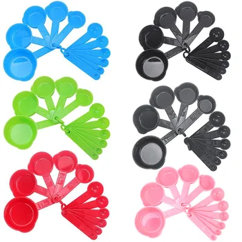 11 Pieces Kitchen Measuring Cups and Spoons Set 5 Pcs Plastic Measuring Cups 6 Pcs Measuring Spoons