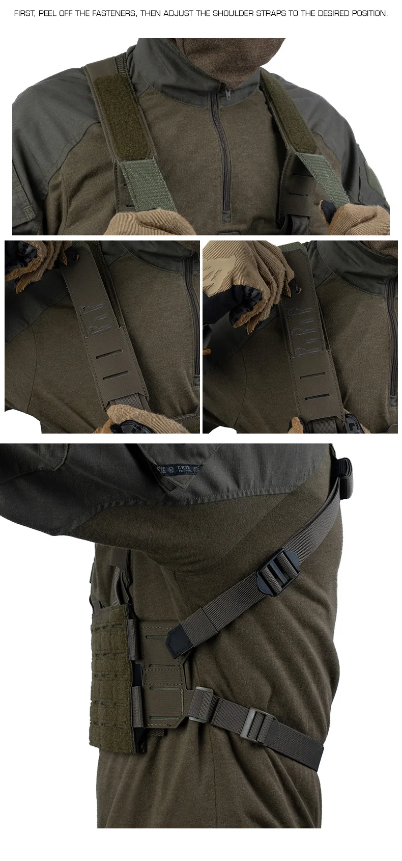 Taktische K-Modular-Brusttasche mit Schultergurten, atmungsaktives Mesh-Gewebe, passend für K-Z Airsoft Placard Admin Pouch – Detail 5
