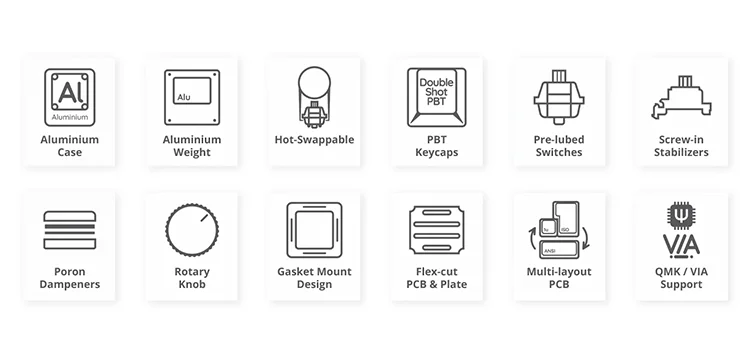 Custom CNC Mechaning Keyboard Kit 65 Keys Aluminium Case Wireless Dual ...