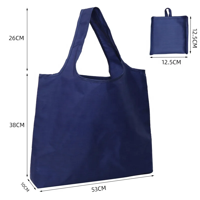2024 Custom Logo Recycled Polyester Folding Tote Bags 210 Rip Stop Nylon Gift Tote Bag Foldable Polyester Grocery Shopping Bags