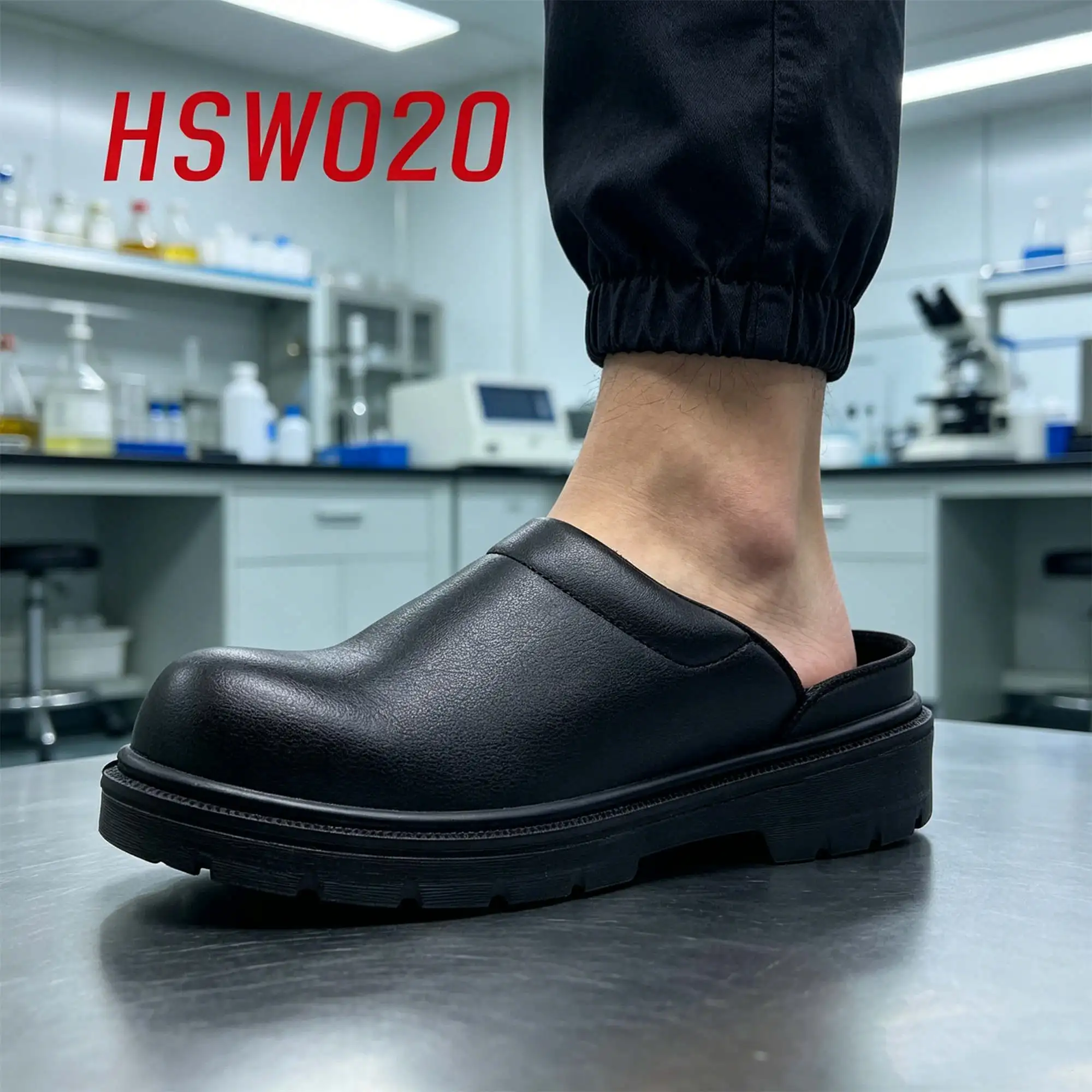 ZYF,Lab Technician ESD White/black Safety Shoes with Steel Toe Chemical Plant Acid&alkali Proof Unisex Work slippers HSW020
