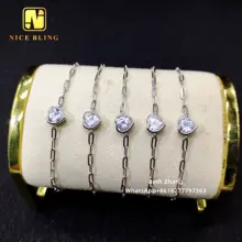 Trendy Women Bracelet 925 Sterling Silver Jewelry 7.5mm heart Shape Cubic Zircon Diamond Bracelets for Gifts