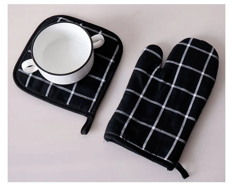 Kitchen Scandinavian Style Thick Microwave Gloves Insulation Anti-scalding Placemat Pot Holder Cotton Oven Mitt