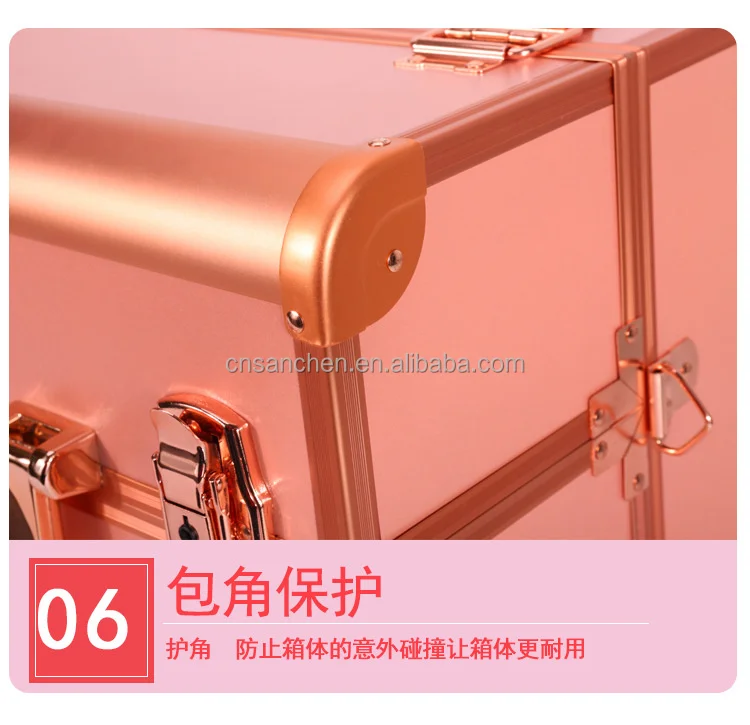 Pull rod cosmetic box aluminum alloy one-way wheel storage box with cosmetic and hairdressing toolbox