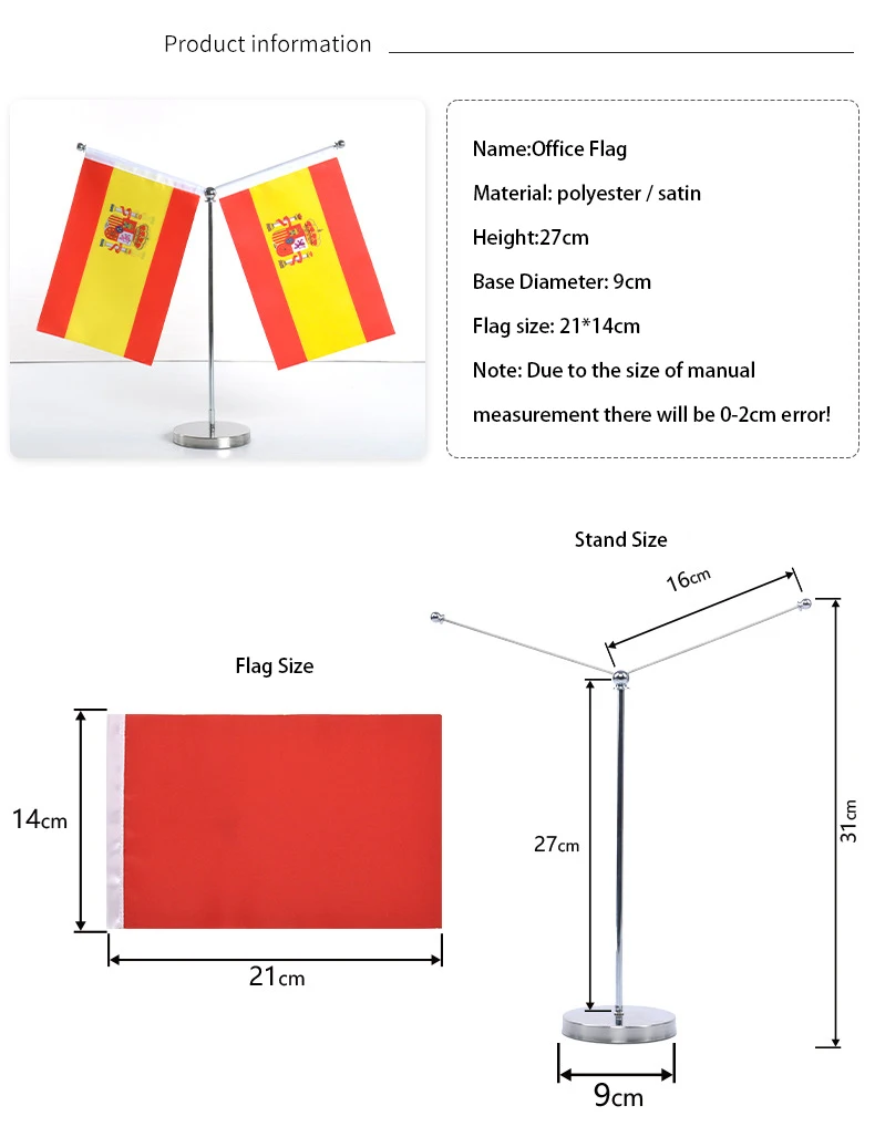 Plastic waterproof polyester office custom desk mini table flag stand, customize table flag sublimation table flag