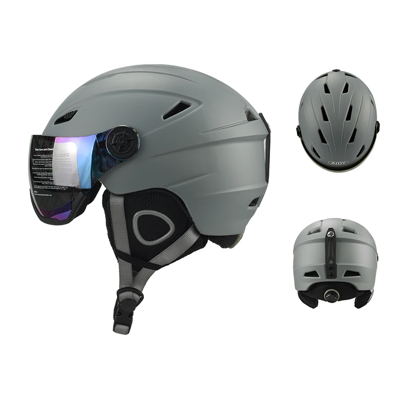 Ce En1077 Certified Factory Customized Pc Shell Ski Helmet With Goggles