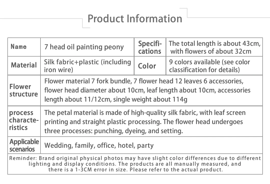 7 Head Oil Painting Peony French Small Lotus Rose Wholesale Simulation