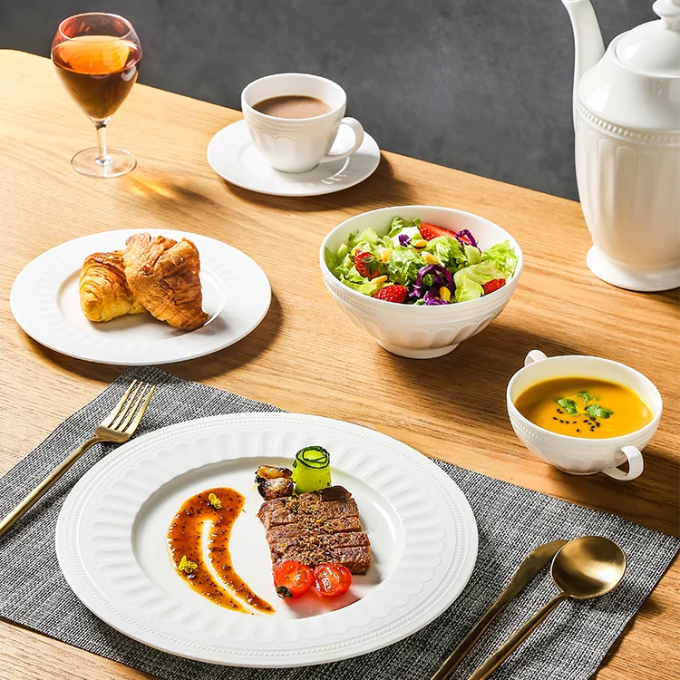 Dinnerware Sets Bone China Restaurant Plates Ceramic Dinner Set White Plates Sets Dinnerware Luxury Modern Tea Cup Plates Dishes
