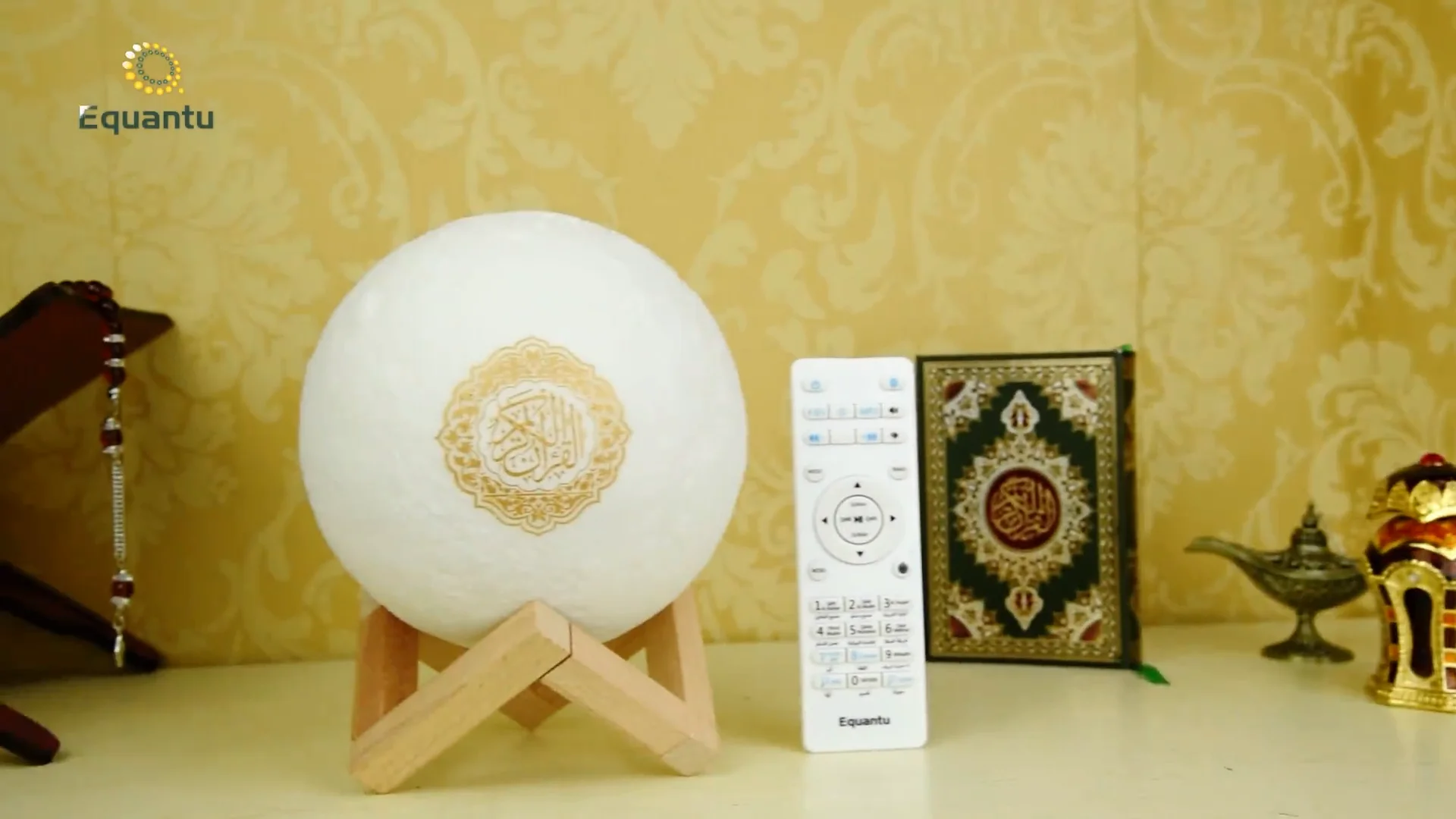 Equantu App Control Holy Islamic Gift Touch Led Quran Moon Lamp Speaker