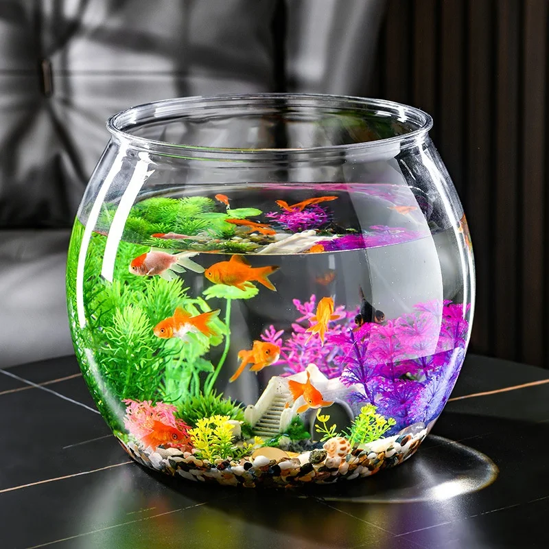 Goldfish Bowl Aquarium Plastic Goldfish Tank Transparent Round