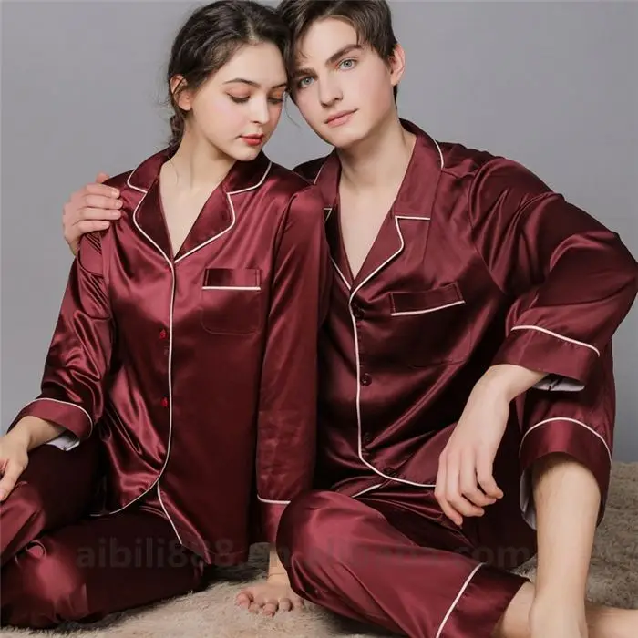 Customized Men's Ice Snow Silk Couple Pajamas Spring and Autumn Black Silk  Homewear - China Custom Pajamas and Multi Colors Pajamas price