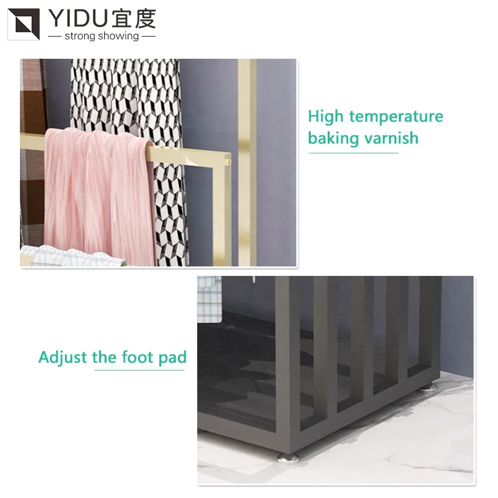 Professional Waterfall Carpet Rack Integrated with Tie Scarf Display Stand and Ceramic Showroom Rack