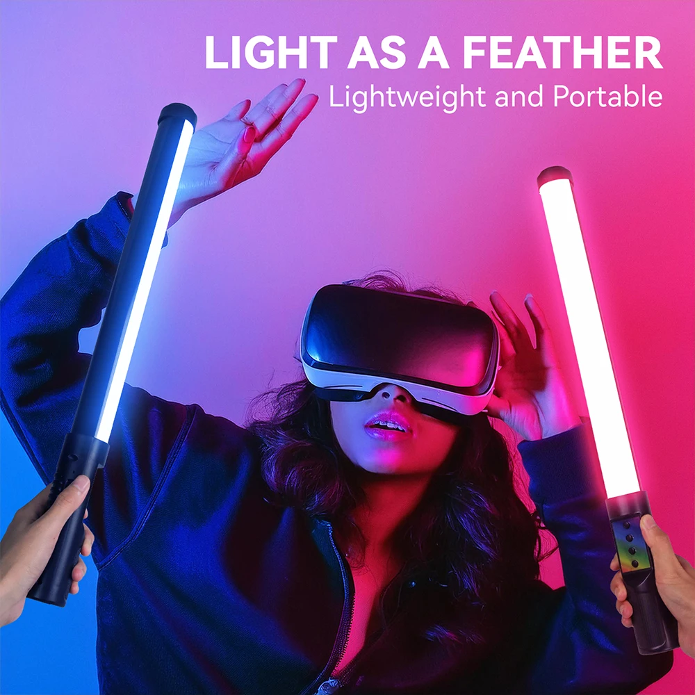 Video RGB LED Bar Portable Handheld Tube Light Wand Remote Control Webcam Lighting 205LM 8W RGB Photography Light Stick