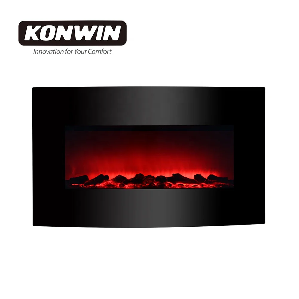 Source KONWIN Wall Mounted Freestanding Curved Glass Fireplace 38 Inch  WF-38C on m.alibaba.com