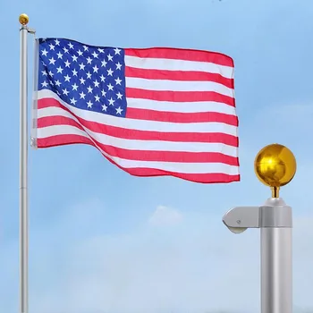 Heavy Duty 14 Gauge 1.8 mm Thicknees 25 FT  HW 13 Hardness Aluminum Outdoor Sectional Flagpole for Courtyard Decoration