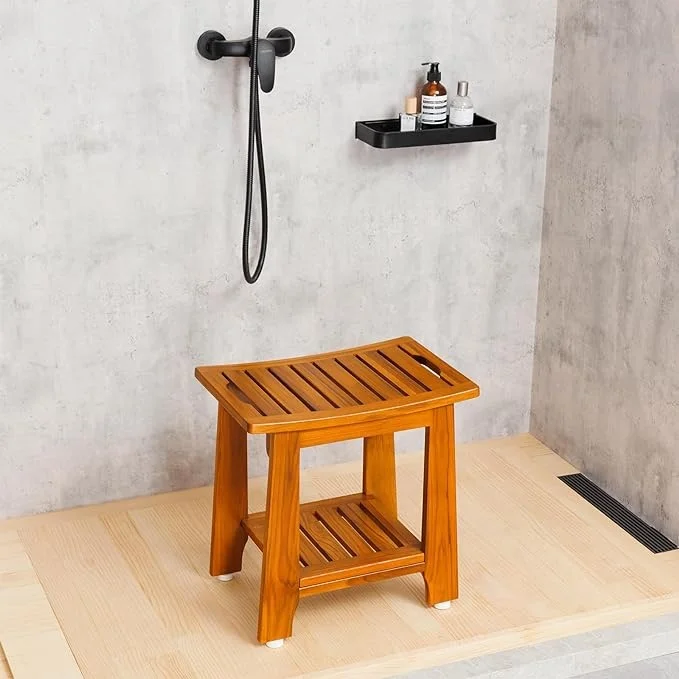 Tabouret Pliable En Bambou - Tabouret De Douche En Bois Naturel Pour Salle De Bain, Jardin Et Balcon