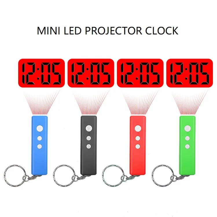 Mini LED Digital Projector Clock with Key Chain or Lanyard