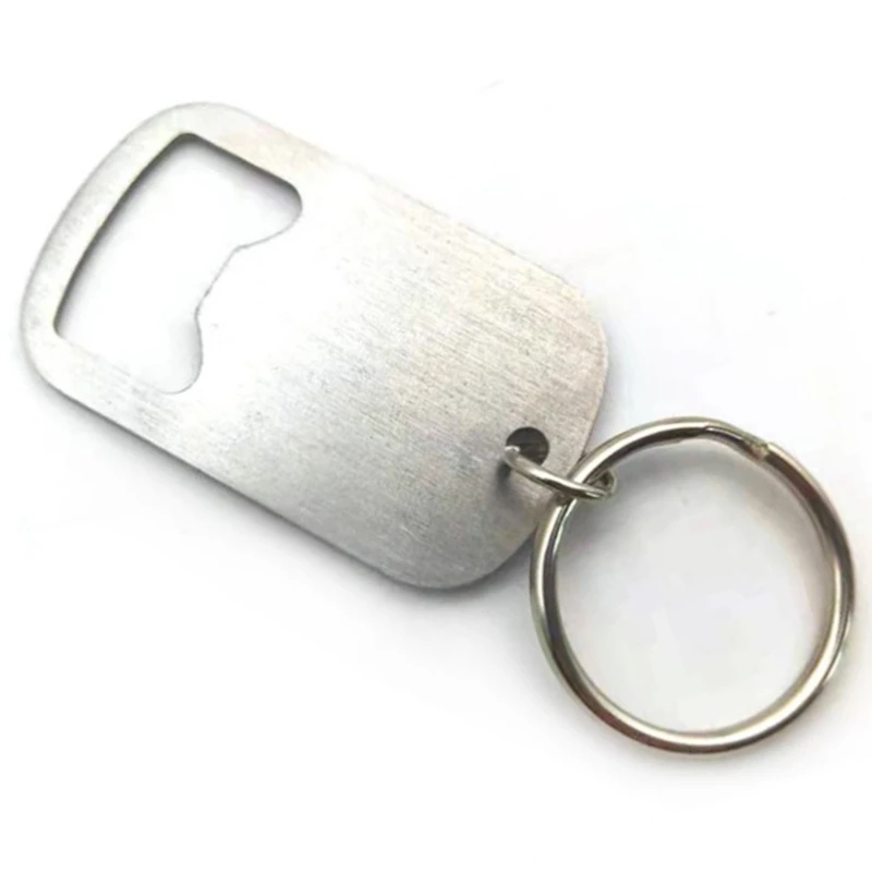 50 Stainless Steel GI Dog Tag keychain bottle opener Brush finish USA made 