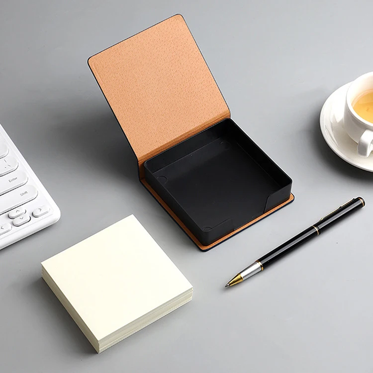 Factory Supply Creative Leather Box Pad With Custom Logo Business Office Notepad Sticky Notes Clipboard
