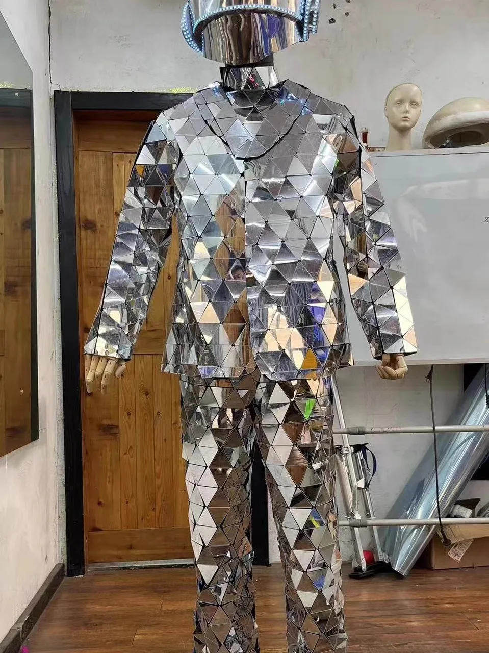 Spiegel-kostüm Silber Für Herren / Echtes Led-roboter-gehkostüm / Kostüme Für Erwachsene Frauen Cosplay Für Shows