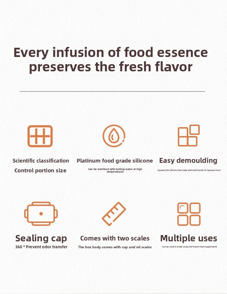 Classic Kitchen Baby Food Storage Box Silicone Compartment Fresh-Keeping Sustainable Rectangle Portable Multifunctional supplier