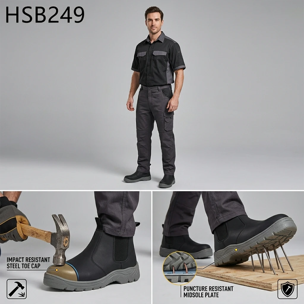 LXG,Masonry Work Stitching Rubber Outsole Security Footwear Outdoor Labor Reinforced Toe Cap Insert Pull-on Safety Shoes HSB249