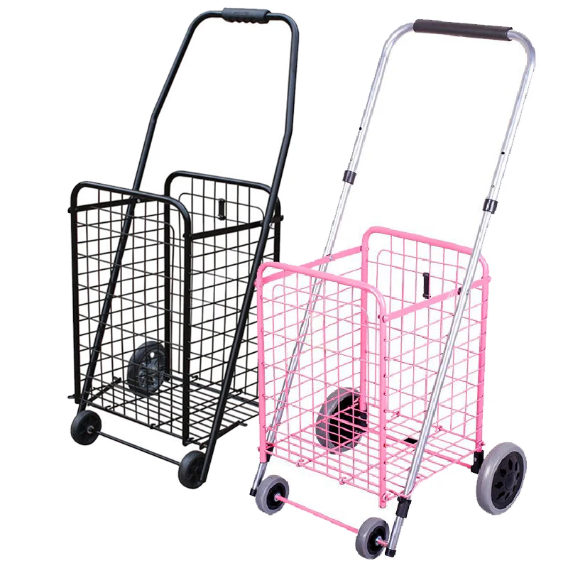 Алюминиевый сплав 4 колеса лестницы супермаркет восхождение складной тележки маленькая складная корзина для покупок, тележка продуктовой тележки