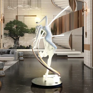 Hotel Elegant Sculpture Design Resin Led Floor Lamp Statue Stand Floor Lights for Lobby Exhibition Hall Decoration Resin Lamps