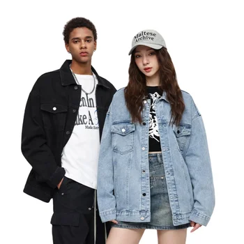 OEM Custom Spring New Jeans Single Breasted Retro Oversized Jacket Men's Denim Jacket
