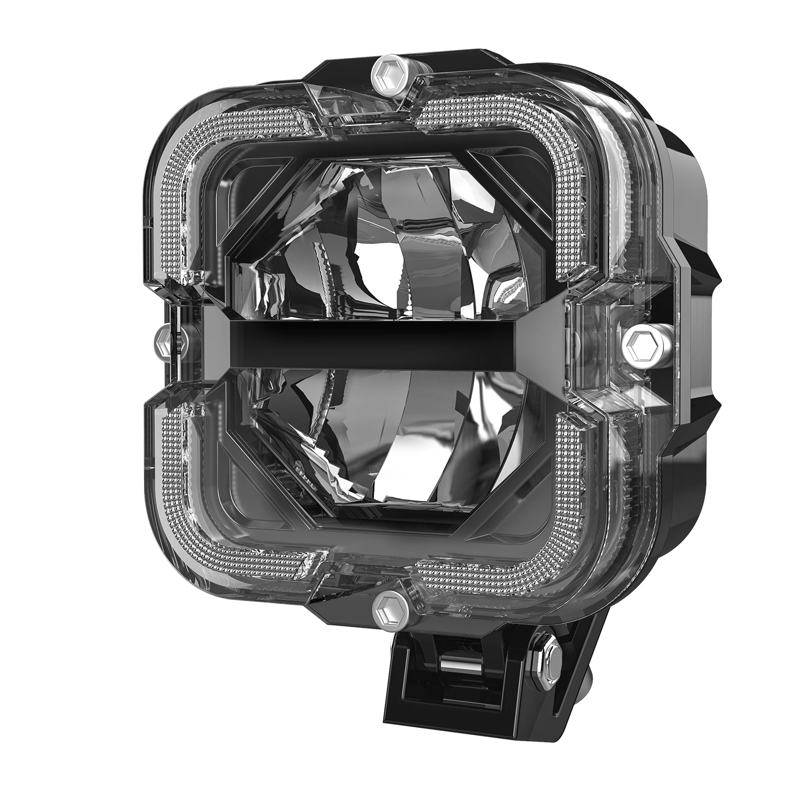 Offroad 4Inch 65W Amber DRL LED Cube Lights Driving Fog Pods Lamp Square LED Work Light for Truck Pickup SUV ATV UTV Boat 4x4
