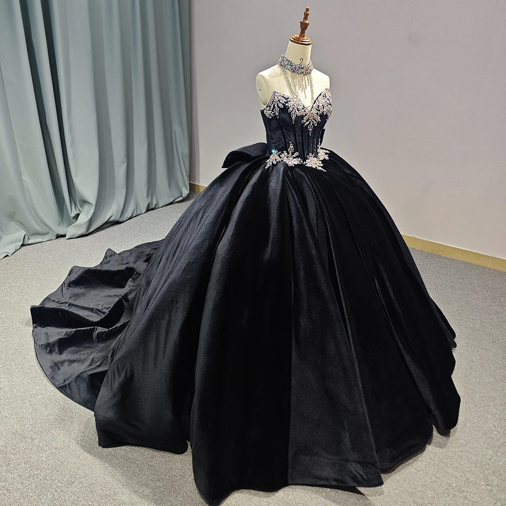 Black Evening Dress Court Train Vintage Princess Bridal Gowns Lace  Appliques Off Shoulder Velvet Formal Gown Dy1225| Alibaba.com