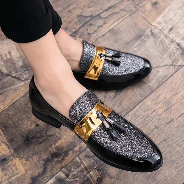 Hot Sale Men Flat Black Golden Formal Shoe PU Leather Casual Men Shoes For Man Dress Shoes 2024 New Zapatos Hombre