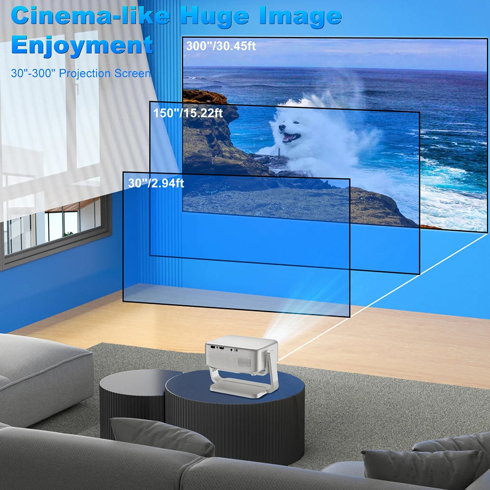 Salange High Quality P90 Android Smart WIFI Projector Portable Auto HD Projector Home Theater 4K Projector