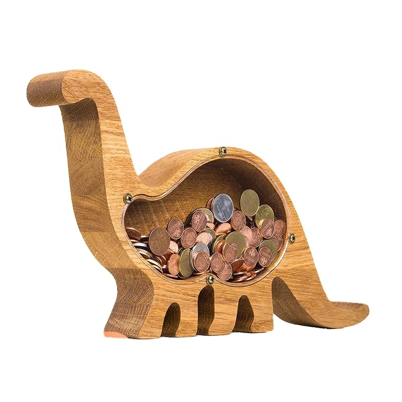 Деревянная копилка для монет, копилка для денег в форме животных, деревянная копилка