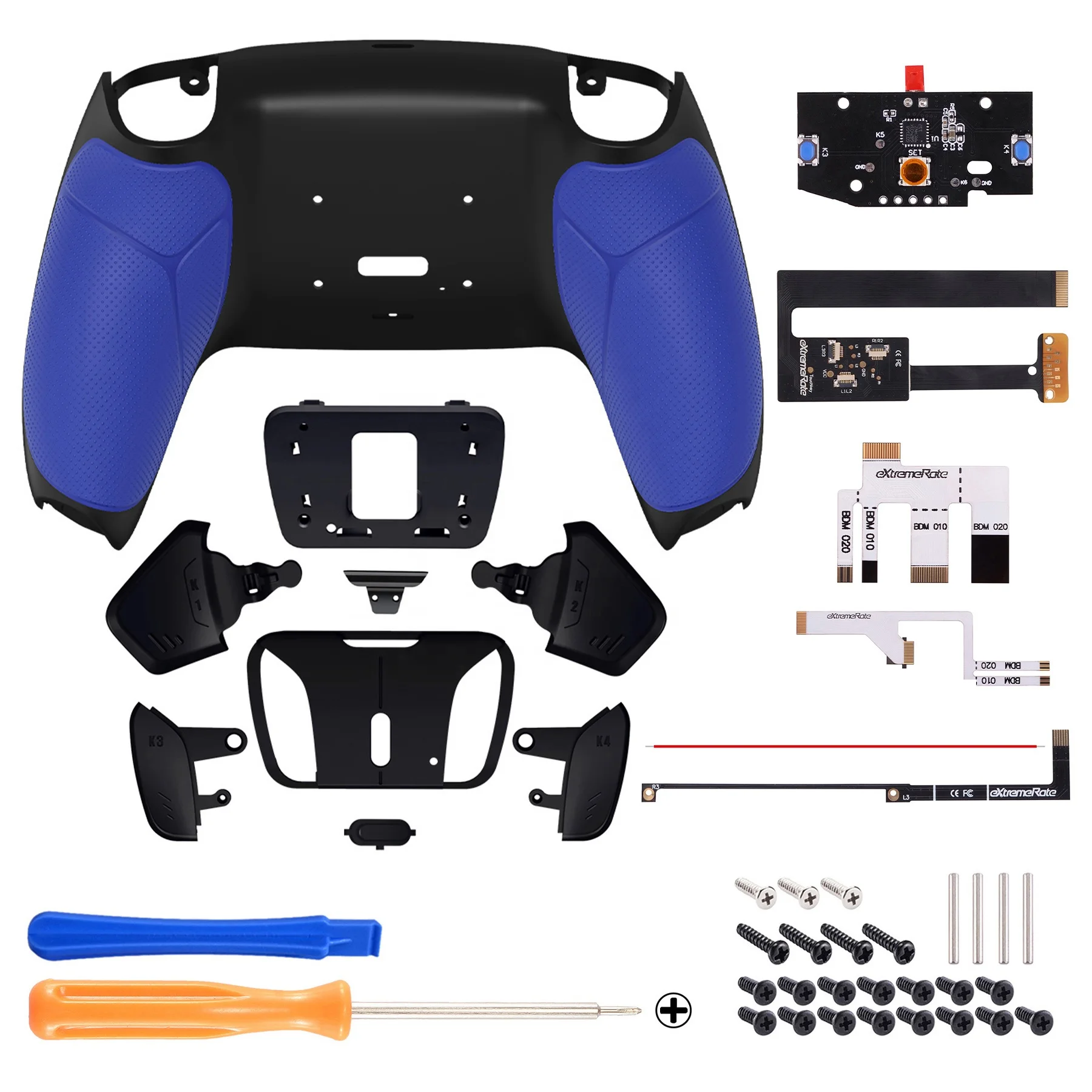 EXtremeRate Rubberized Grip Back Shell Upgrade FPC Remap Board Back Paddle Button Attachment for PS5 Controller