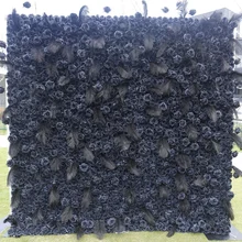 Hot selling black artificial flower wall feather black flower decor noble style for halloween holiday festival backdrop decor