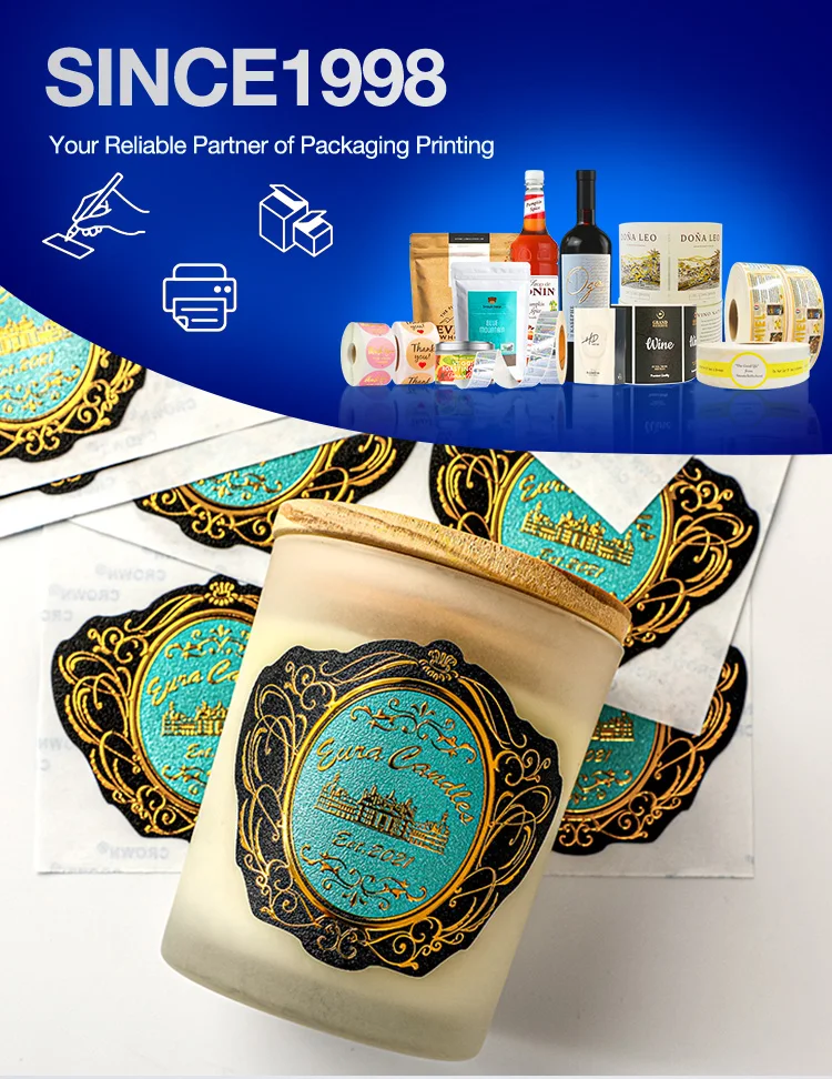 Custom Candle Jar Labels Shiny Embossed Labels Candle Label Printing