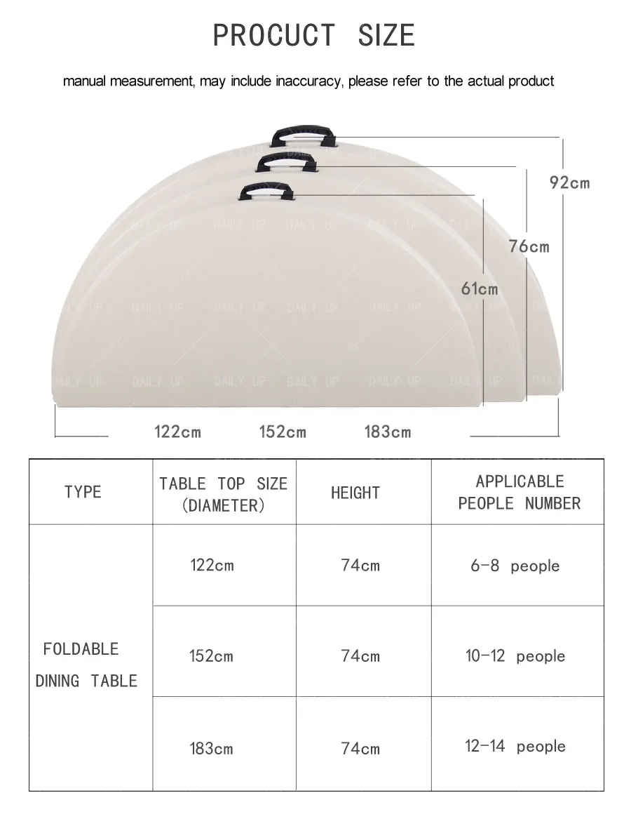 Banquet Folding Round Table For Sale Outdoor White Plastic 456ft Dining Round Table Designs Party Suitcase HDPE Wedding Table