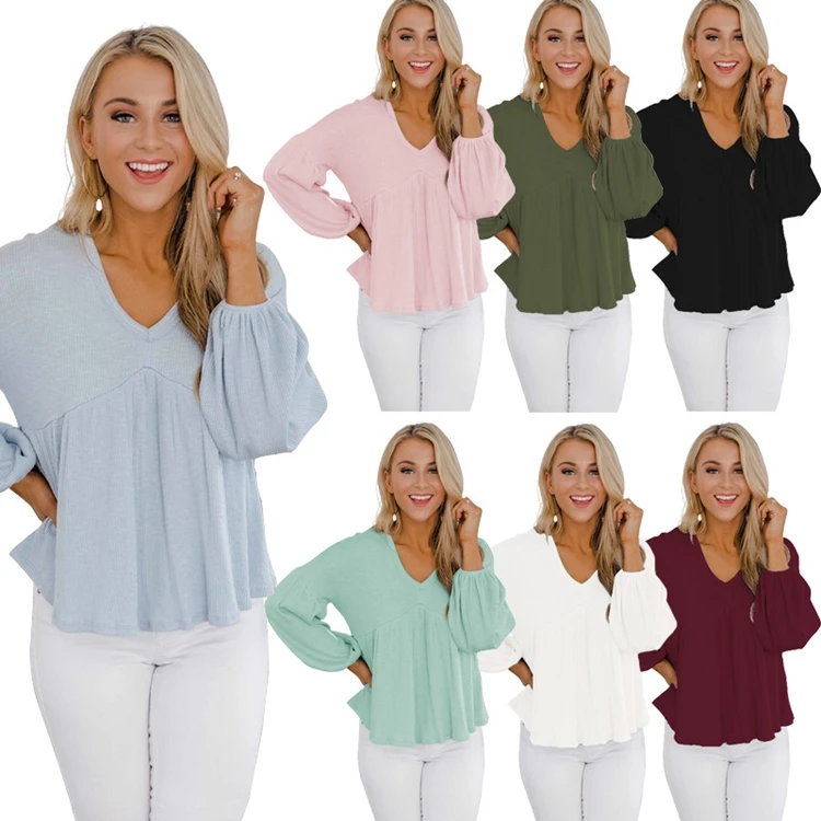 waffle knit peplum top