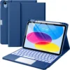 Navy blue case with touch-responsive backlit bluetooth keyboard