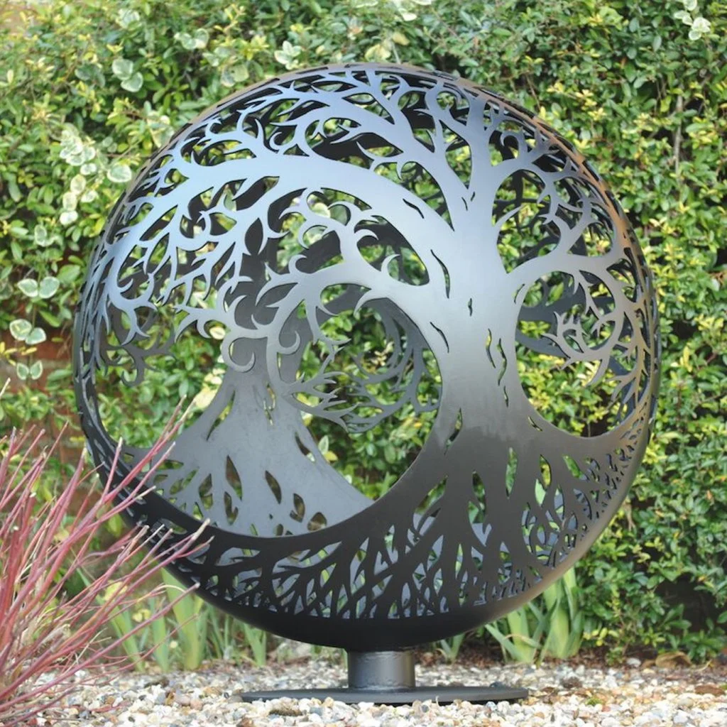 Laser Cut Custom  Decorative Modern Design Outdoor Warming  Fire Sphere Corten Steel Fire Pit