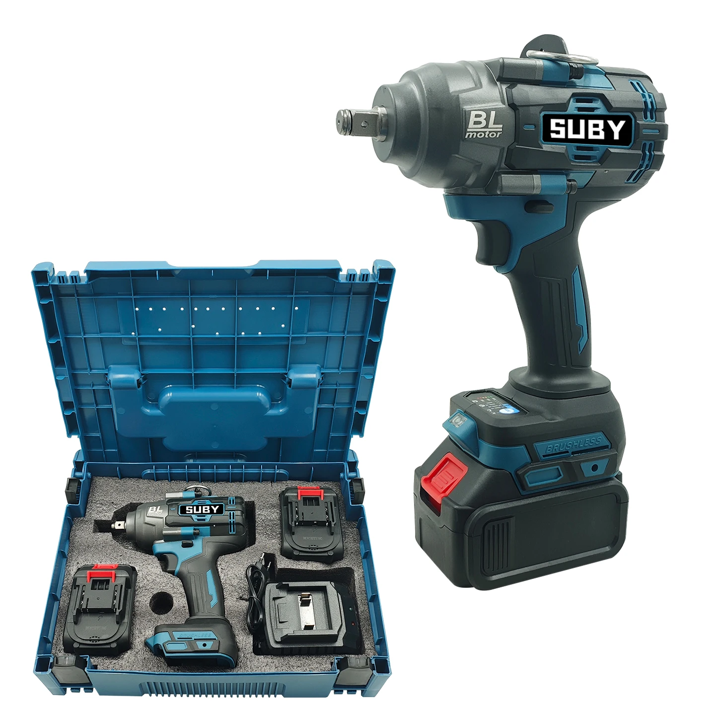 Industrial 1000N.m Rechargeable Electric Impact Wrench Set 1/2-Inch Brushless Battery-Powered Electric Wrench for DIY 21V Rated