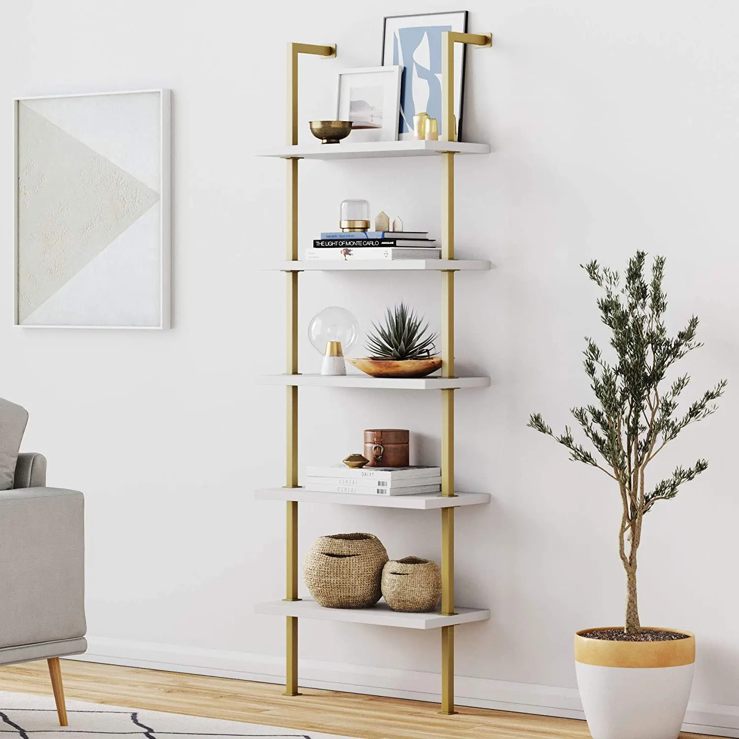 6 Shelf Tall Bookcase with Shelves