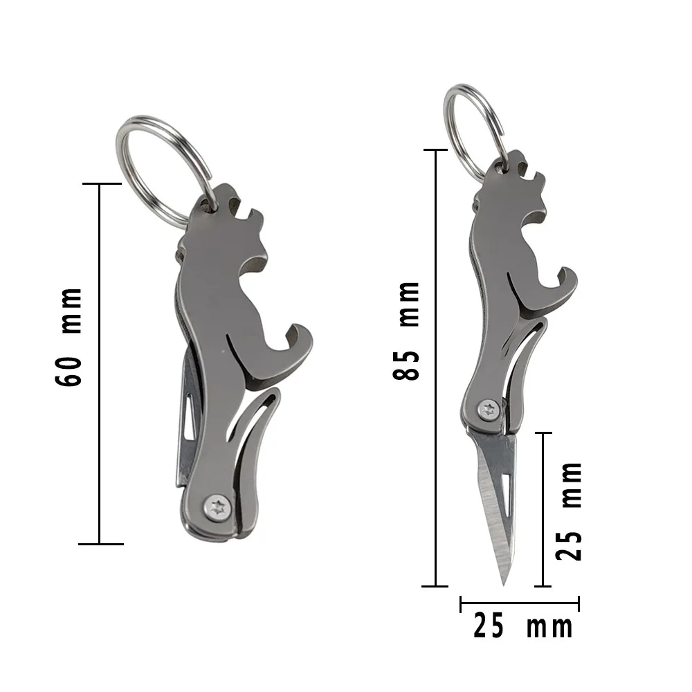 BST-TI Titanium Leopard Knife Multifunctional Tool Bottle Opener Portable Keychain Pendant Unpacking Express Box Opening Knife