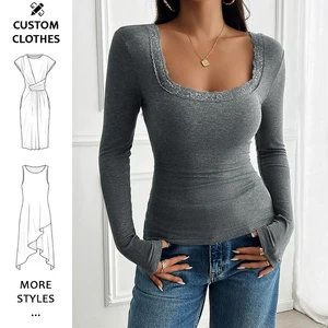 Women Y2k Retro Long Sleeve Shirt Top Slim Fit Lace Trim T-Shirt Harajuku Fairy Aesthetic Tee Tops