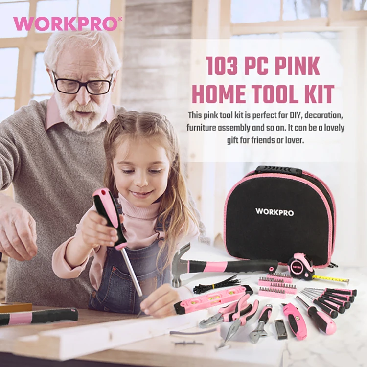 WORKPRO 103-Piece Pink Tool Kit Lady
