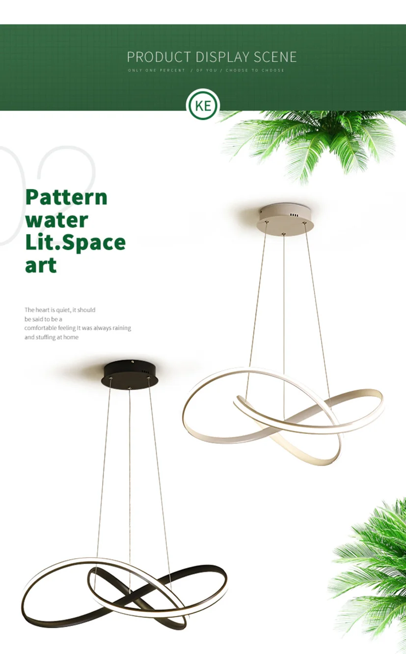 modern simple indoor decorative ring living room acrylic led pendant light