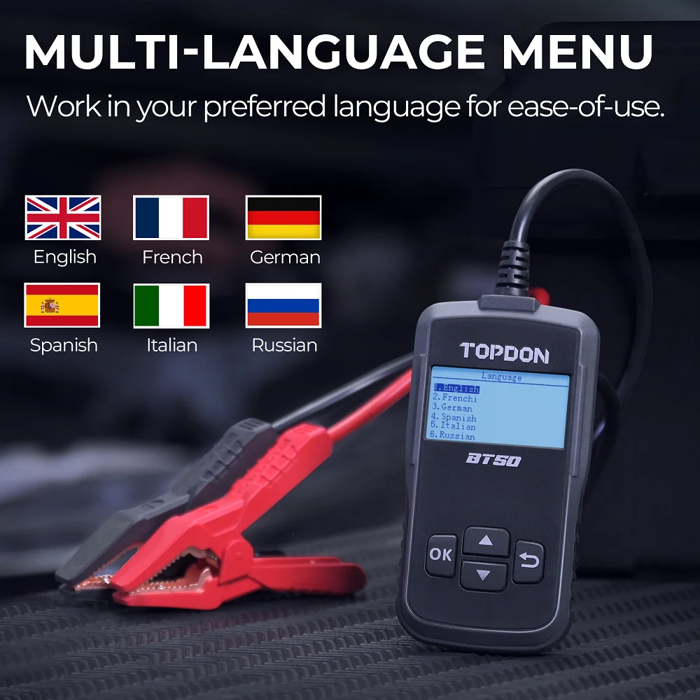 Topdon Bt50 New Arrival 12v 200ah Car Auto Battery Tester 10a Aa Digital Battery Tester Analyzer