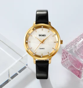 SKMEI 2170 Customized Logo Women's Leather Band Quartz Watch Water Resistant Zinc Alloy Case Auto Date Luminous